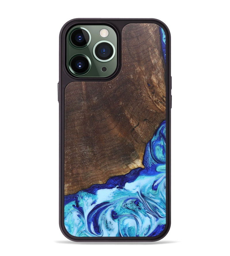 iPhone 13 Pro Max Wood+Resin Phone Case - Haylee (Blue, 686967)