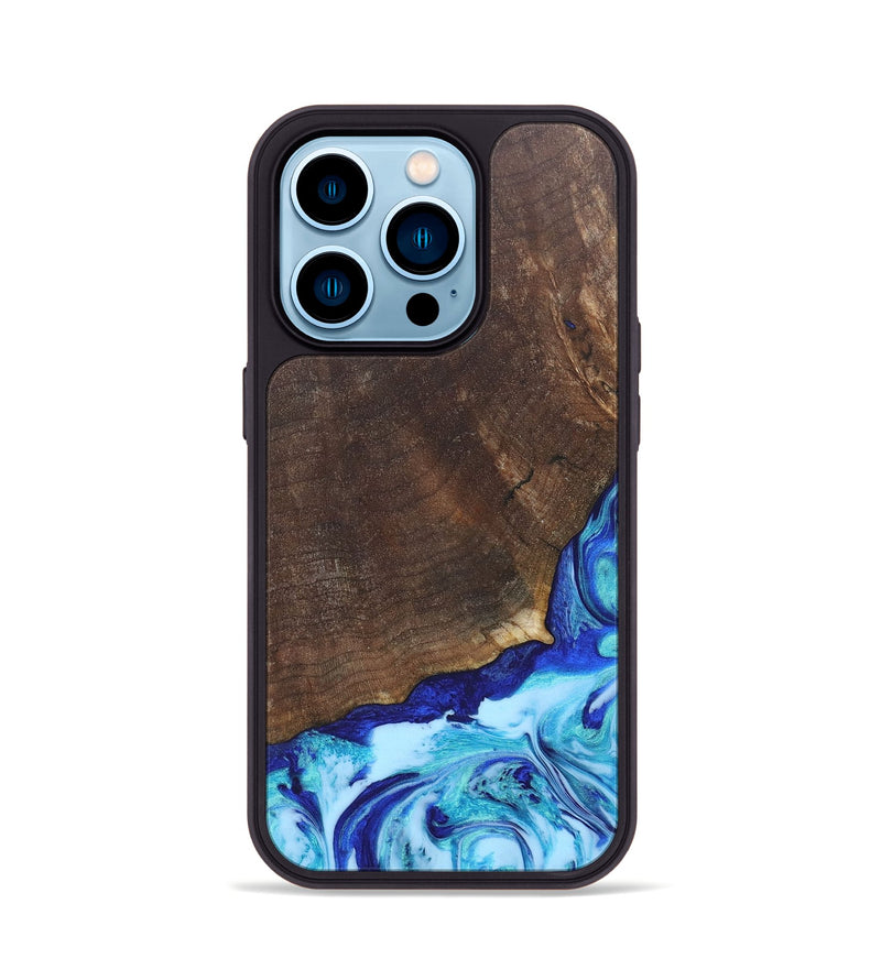 iPhone 14 Pro Wood+Resin Phone Case - Haylee (Blue, 686967)