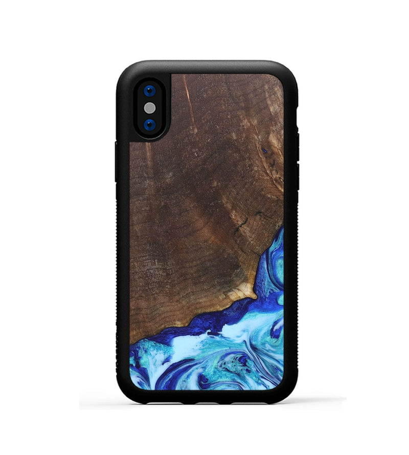 iPhone Xs Wood+Resin Phone Case - Haylee (Blue, 686967)