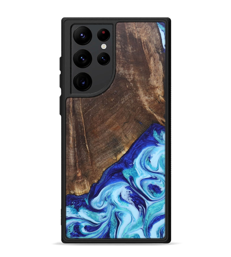 Galaxy S22 Ultra Wood+Resin Phone Case - Keaton (Blue, 686971)