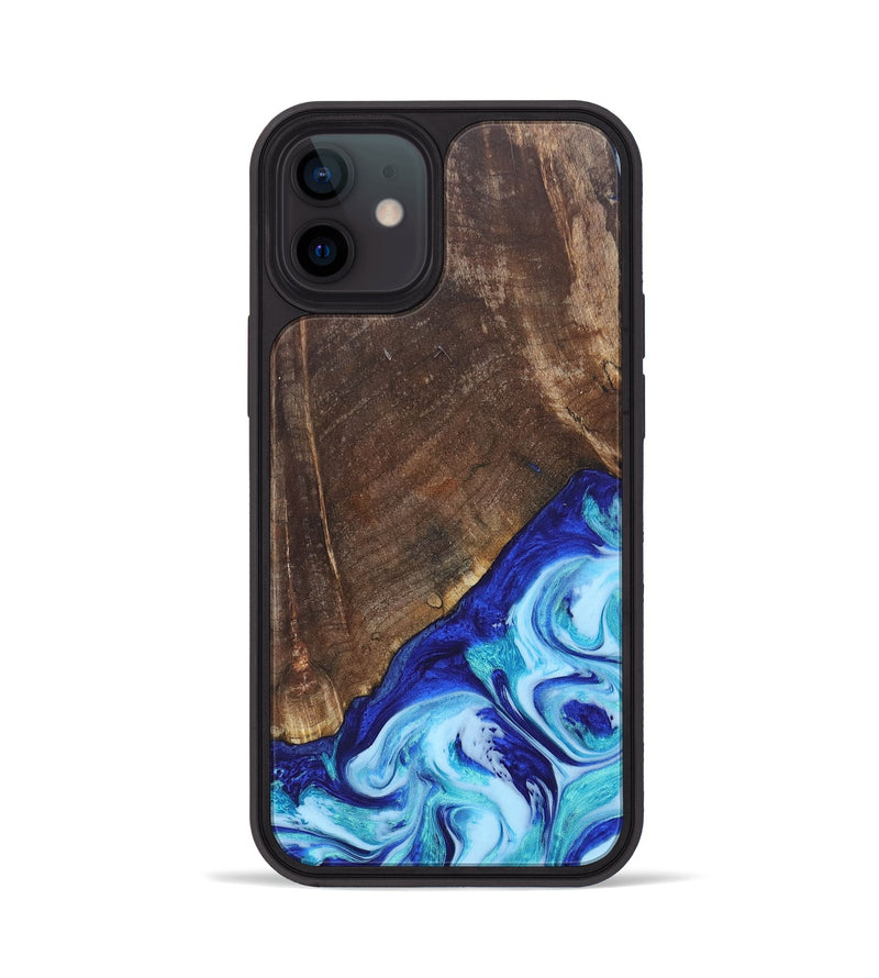 iPhone 12 Wood+Resin Phone Case - Keaton (Blue, 686971)