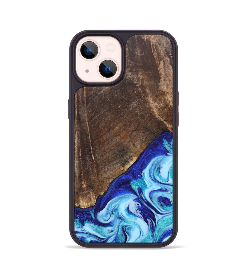 iPhone 14 Wood+Resin Phone Case - Keaton (Blue, 686971)