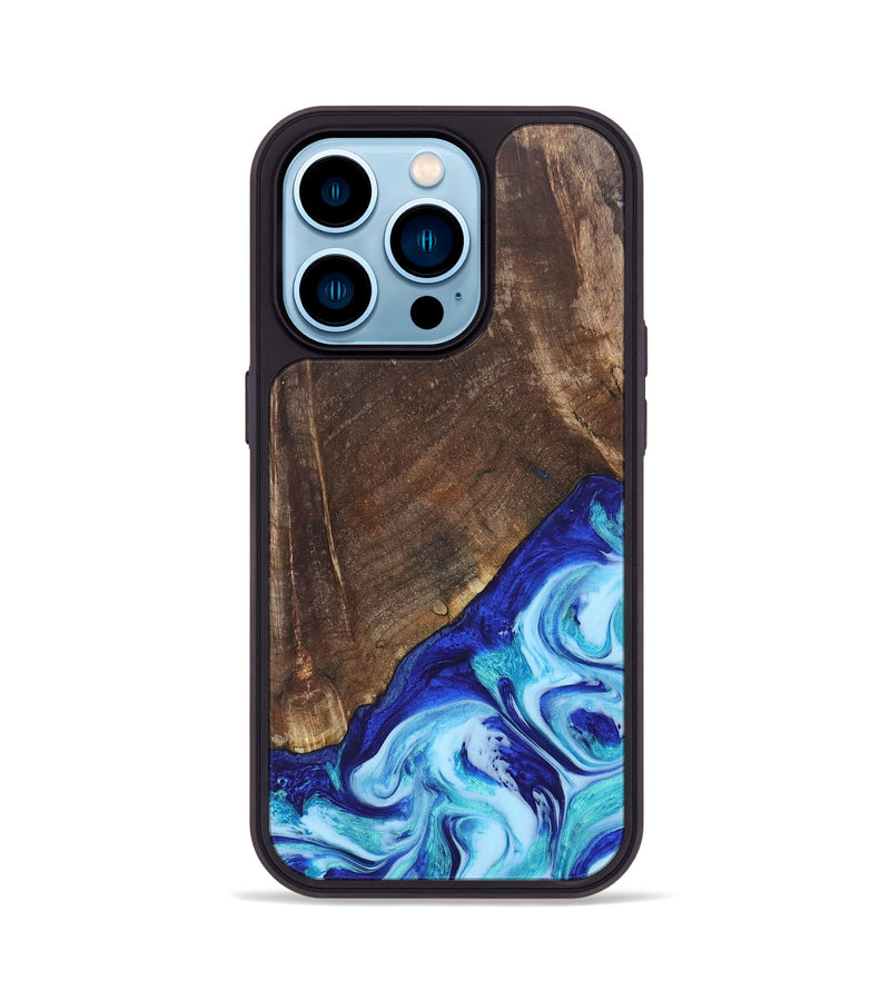 iPhone 14 Pro Wood+Resin Phone Case - Keaton (Blue, 686971)