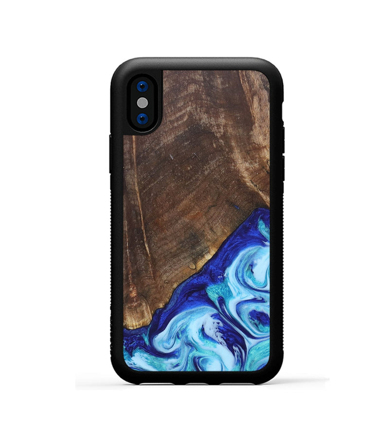 iPhone Xs Wood+Resin Phone Case - Keaton (Blue, 686971)
