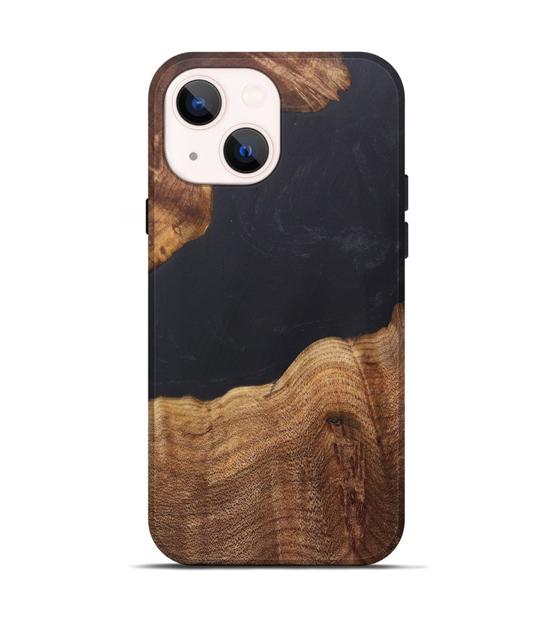 iPhone 14 Wood+Resin Live Edge Phone Case - Gracelyn (Pure Black, 686995)