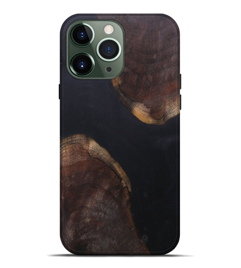 iPhone 13 Pro Max Wood+Resin Live Edge Phone Case - River (Pure Black, 686996)