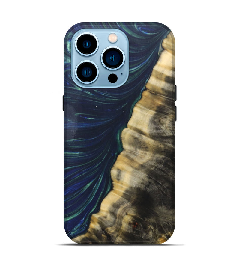 iPhone 14 Pro Wood+Resin Live Edge Phone Case - Sydney (Green, 686997)