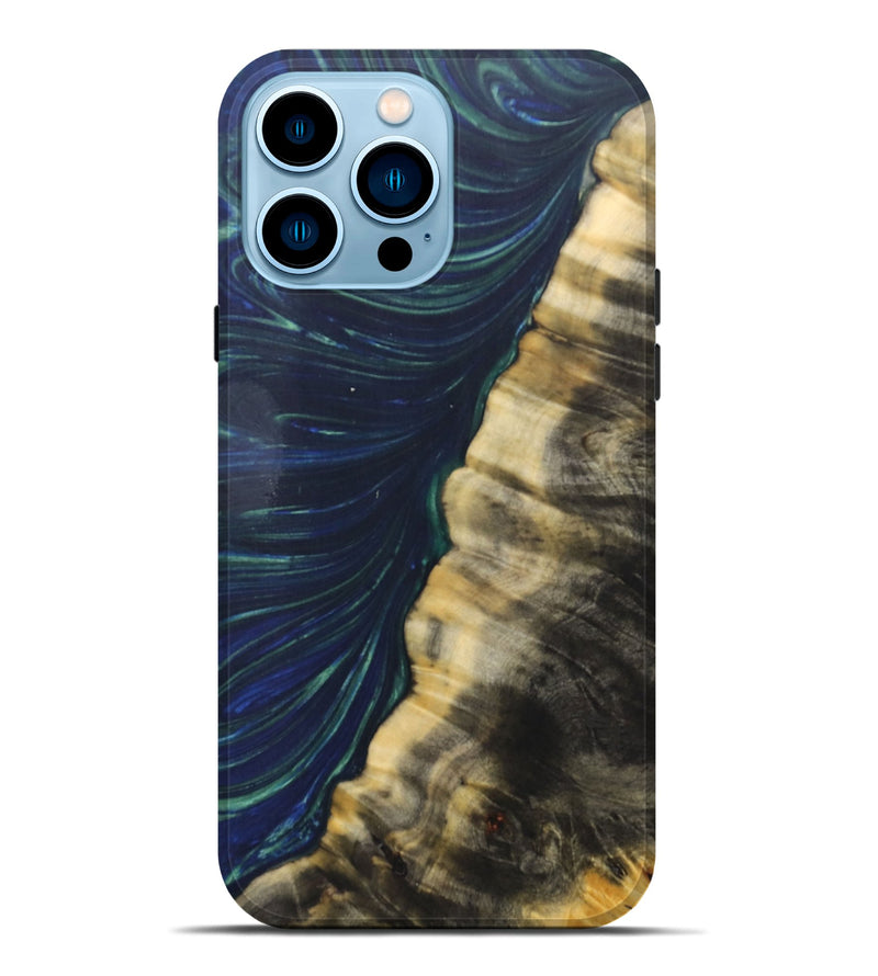 iPhone 14 Pro Max Wood+Resin Live Edge Phone Case - Sydney (Green, 686997)