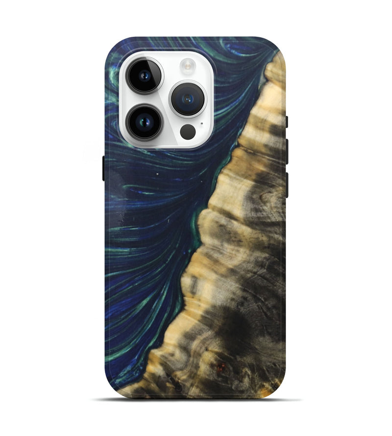 iPhone 15 Pro Wood+Resin Live Edge Phone Case - Sydney (Green, 686997)