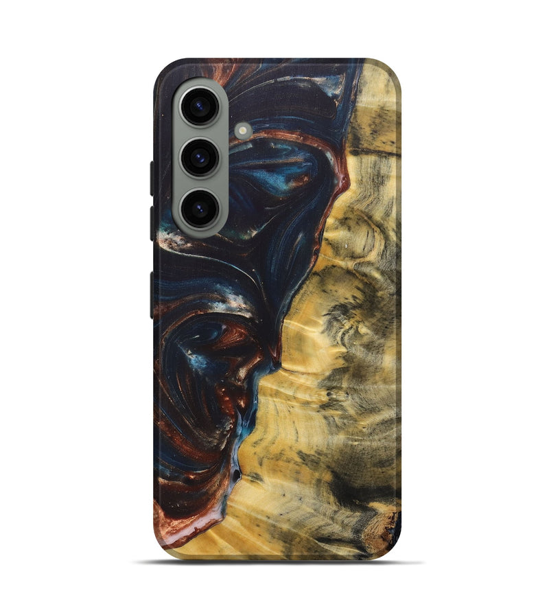 Galaxy S24 Wood+Resin Live Edge Phone Case - Arielle (Teal & Gold, 687014)