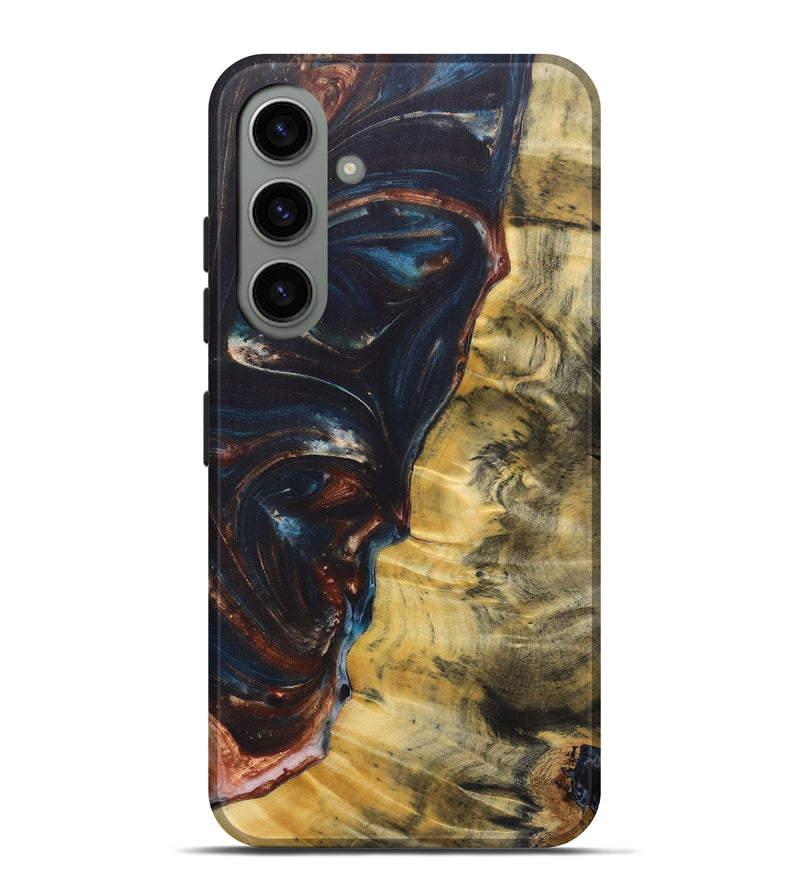 Galaxy S24 Plus Wood+Resin Live Edge Phone Case - Arielle (Teal & Gold, 687014)