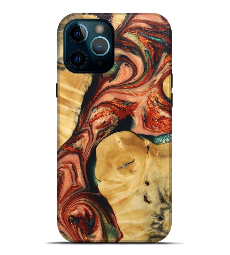 iPhone 12 Pro Max Wood+Resin Live Edge Phone Case - Chase (Red, 687017)