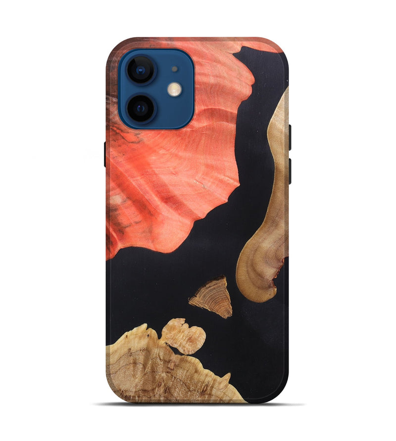 iPhone 12 Wood+Resin Live Edge Phone Case - Jax (Pure Black, 687035)