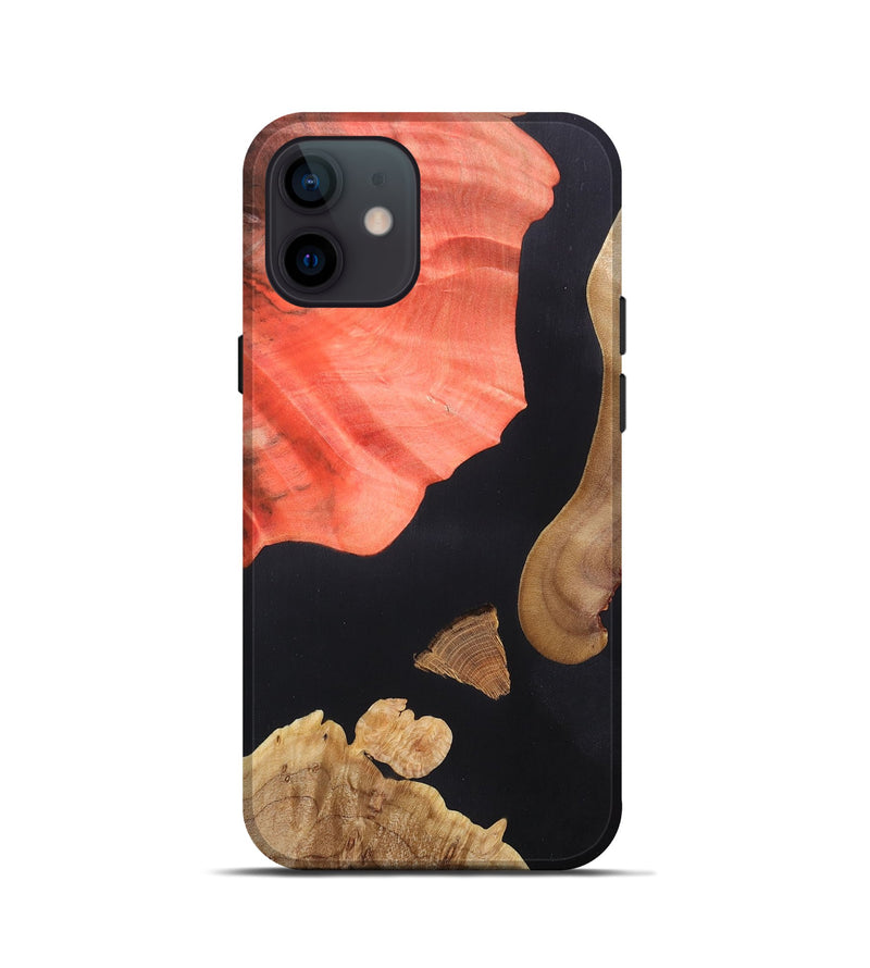 iPhone 12 mini Wood+Resin Live Edge Phone Case - Jax (Pure Black, 687035)