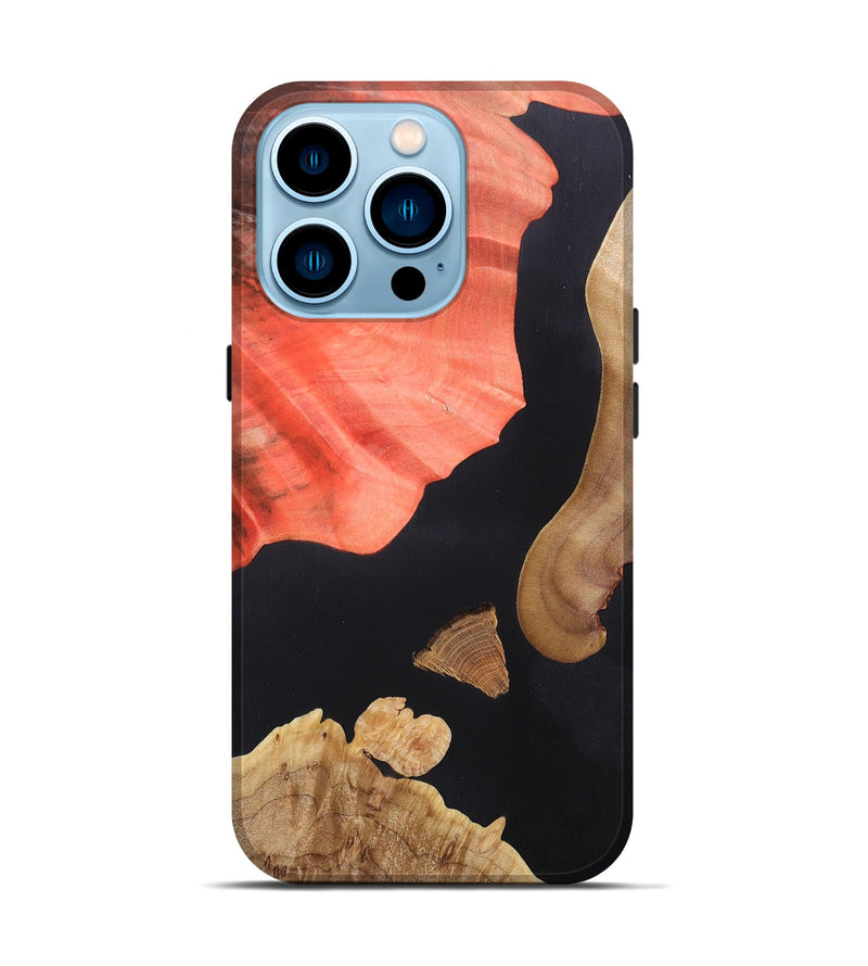 iPhone 14 Pro Wood+Resin Live Edge Phone Case - Jax (Pure Black, 687035)