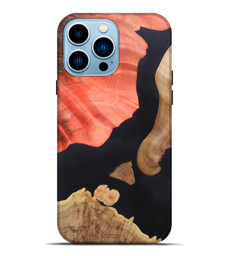 iPhone 14 Pro Max Wood+Resin Live Edge Phone Case - Jax (Pure Black, 687035)