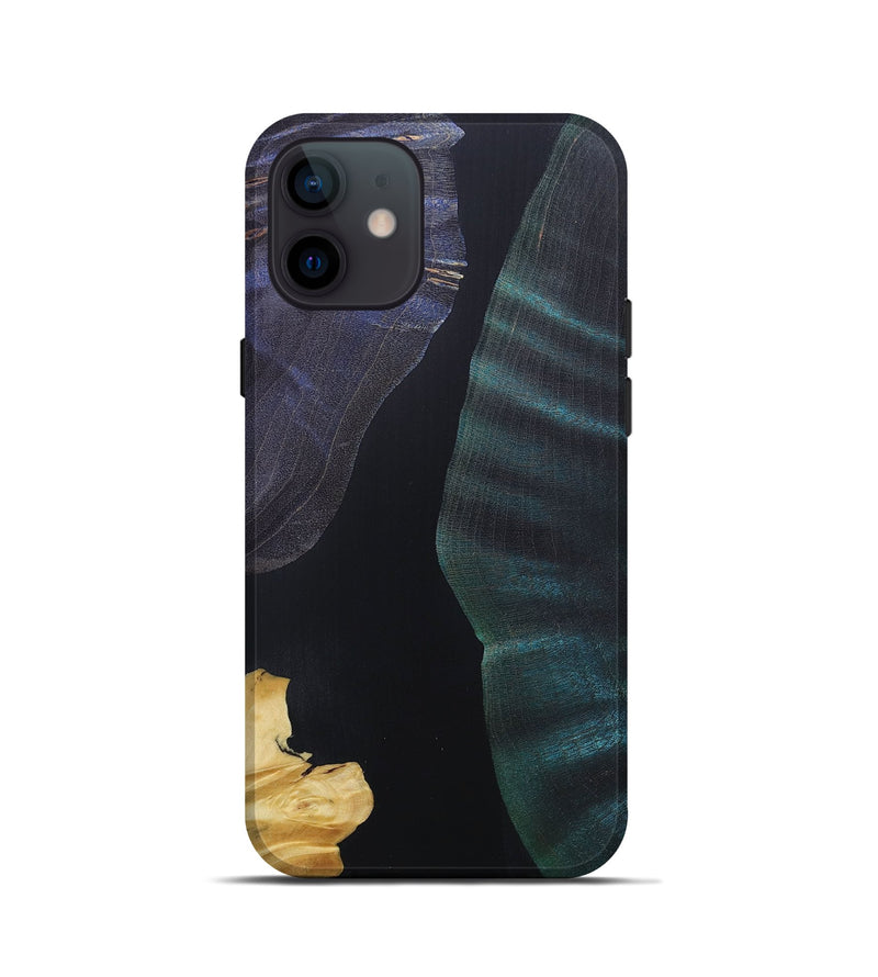 iPhone 12 mini Wood+Resin Live Edge Phone Case - Daxton (Pure Black, 687036)