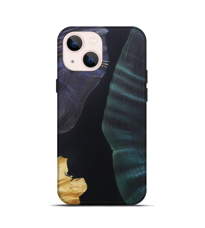 iPhone 13 mini Wood+Resin Live Edge Phone Case - Daxton (Pure Black, 687036)