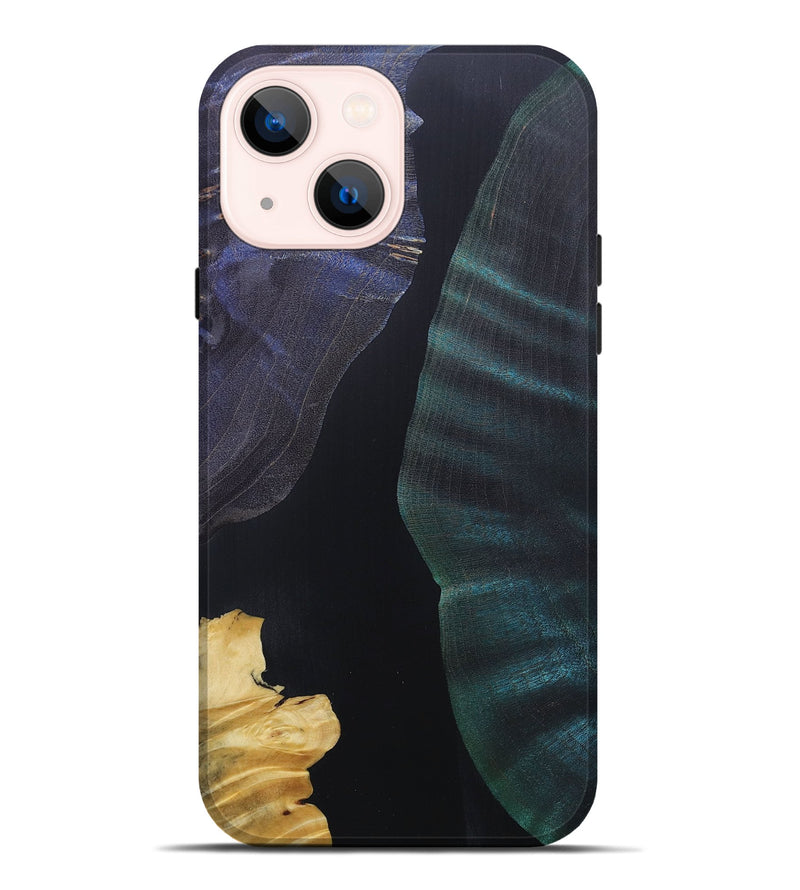 iPhone 14 Plus Wood+Resin Live Edge Phone Case - Daxton (Pure Black, 687036)