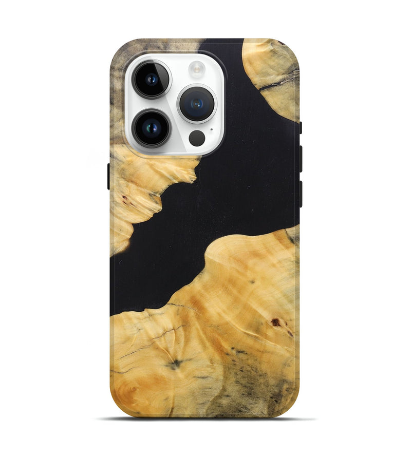 iPhone 15 Pro Wood+Resin Live Edge Phone Case - Edna (Pure Black, 687038)