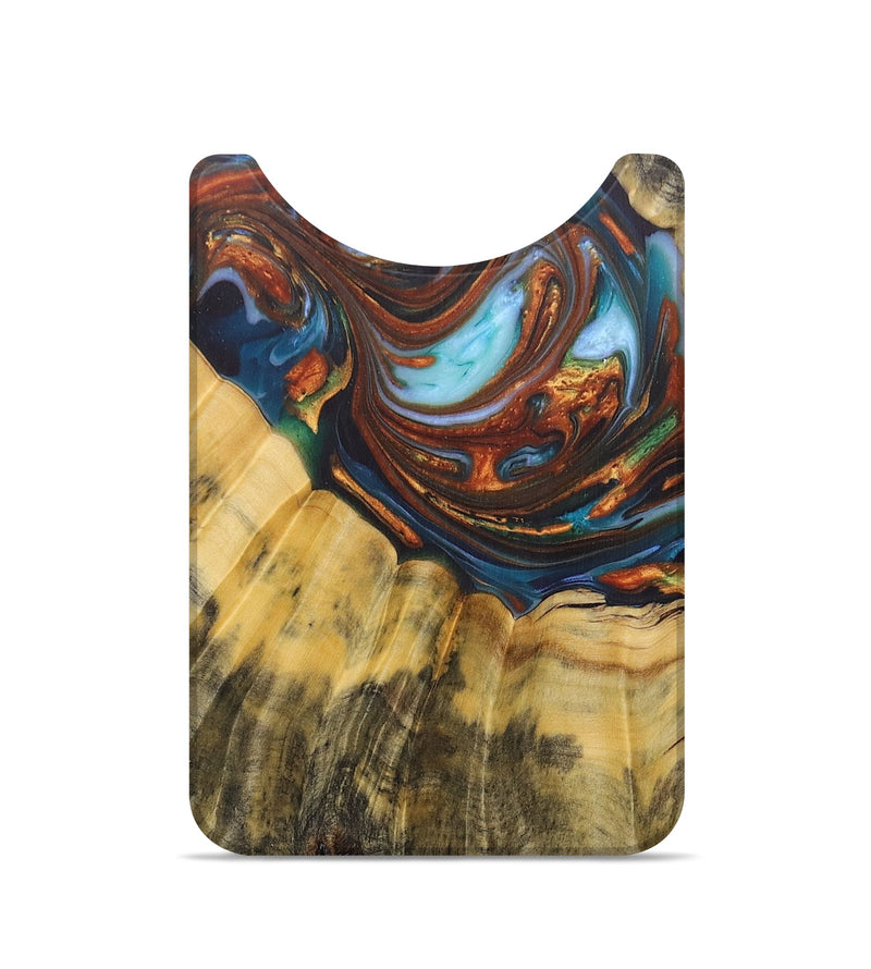 Live Edge Wood+Resin Wallet - Breanna (Teal & Gold, 687058)