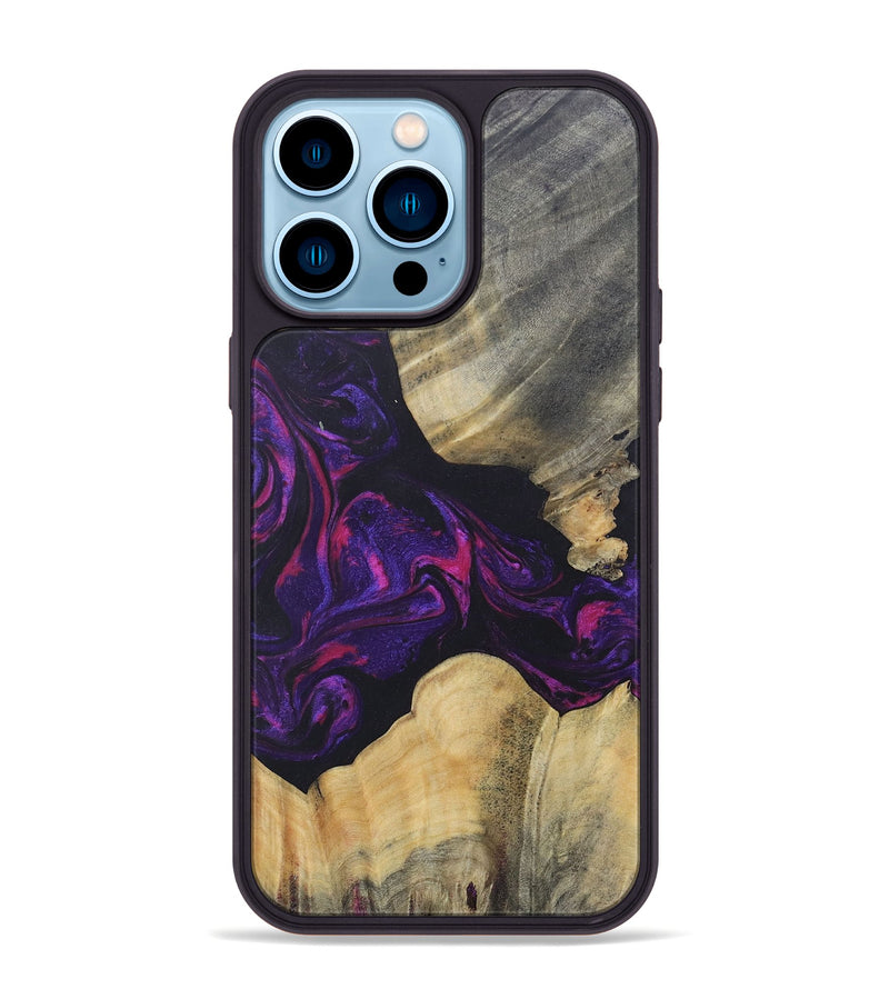 iPhone 14 Pro Max Wood+Resin Phone Case - Ariel (Purple, 687139)