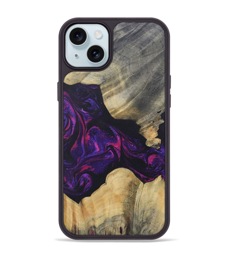iPhone 15 Plus Wood+Resin Phone Case - Ariel (Purple, 687139)