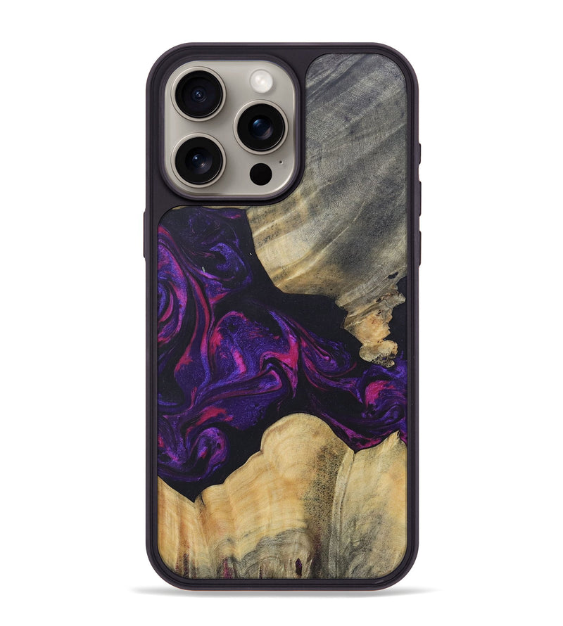 iPhone 15 Pro Max Wood+Resin Phone Case - Ariel (Purple, 687139)