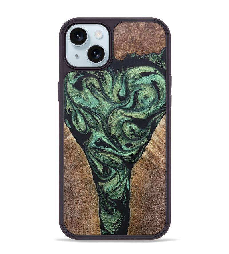 iPhone 15 Plus Wood+Resin Phone Case - Leonard (Mosaic, 687195)
