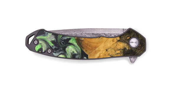 EDC Wood+Resin Pocket Knife - Dwayne (Green, 687266)