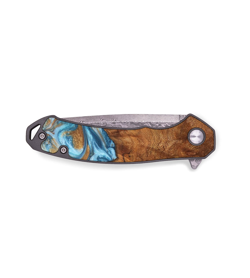 EDC Wood+Resin Pocket Knife - Lisa (Teal & Gold, 687289)