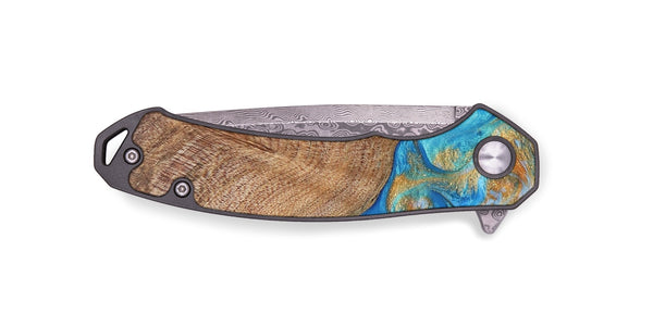 EDC Wood+Resin Pocket Knife - Laurie (Teal & Gold, 687294)