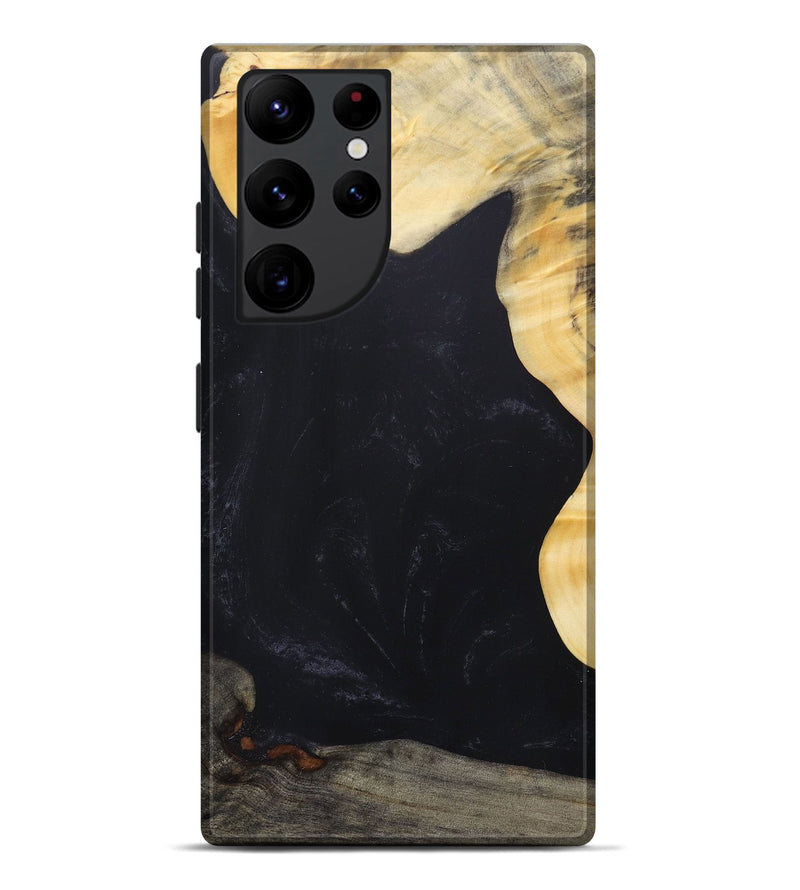 Galaxy S22 Ultra Wood+Resin Live Edge Phone Case - Declan (Pure Black, 687735)