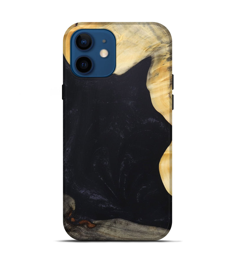 iPhone 12 Wood+Resin Live Edge Phone Case - Declan (Pure Black, 687735)