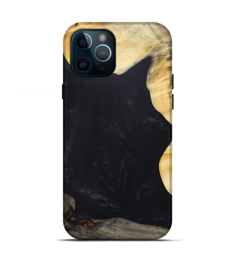 iPhone 12 Pro Wood+Resin Live Edge Phone Case - Declan (Pure Black, 687735)