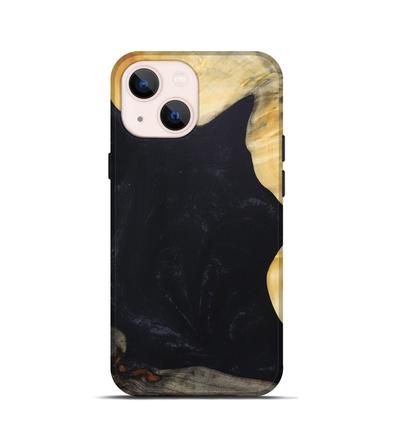 iPhone 13 mini Wood+Resin Live Edge Phone Case - Declan (Pure Black, 687735)