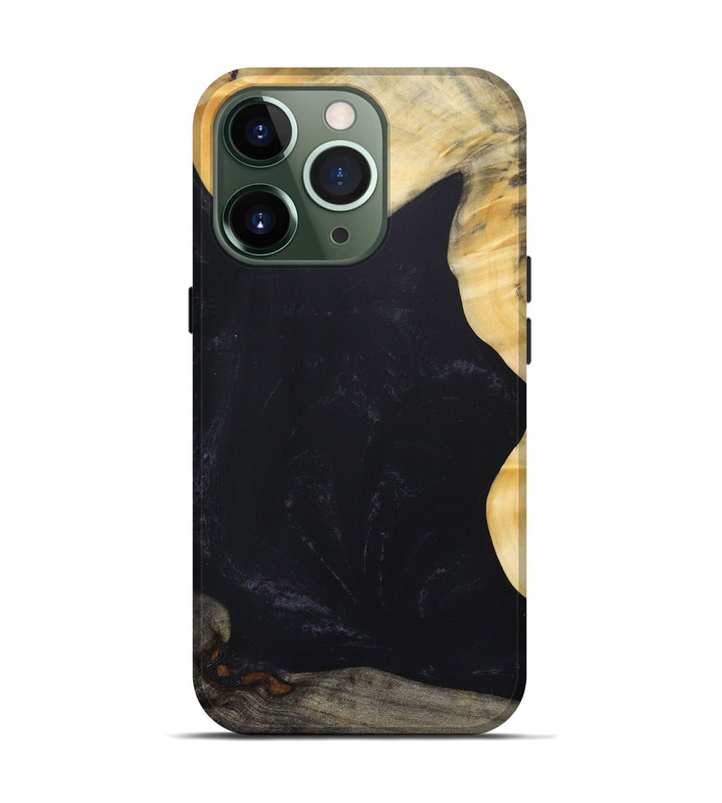 iPhone 13 Pro Wood+Resin Live Edge Phone Case - Declan (Pure Black, 687735)
