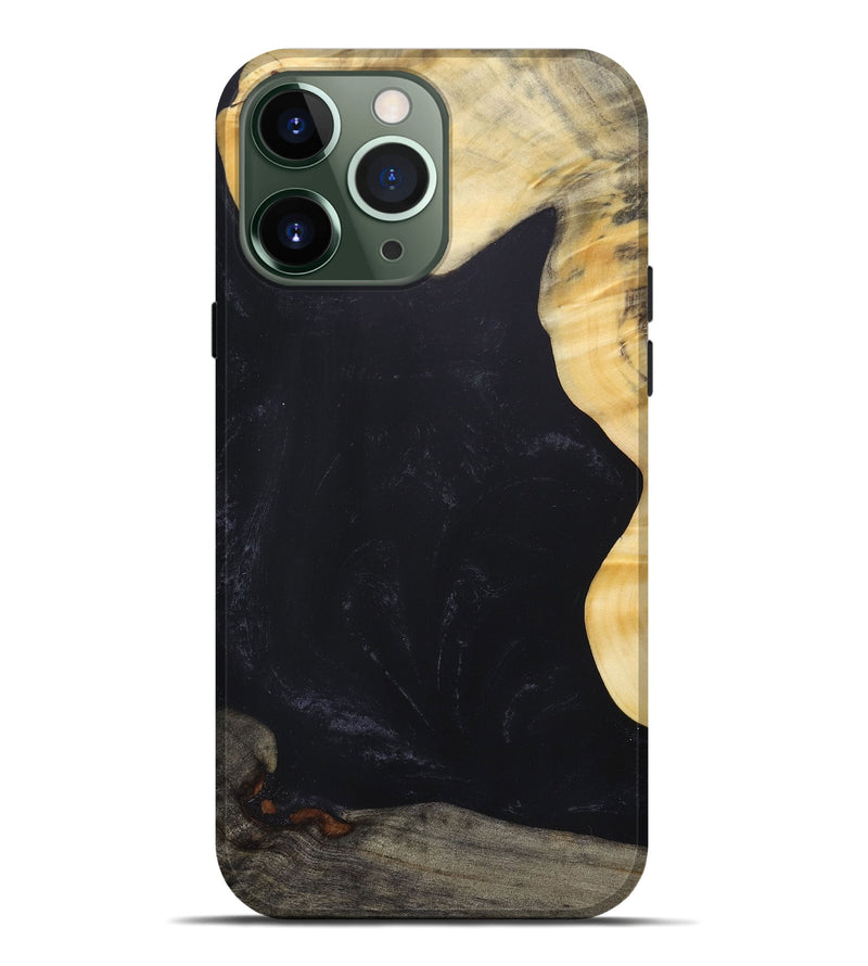 iPhone 13 Pro Max Wood+Resin Live Edge Phone Case - Declan (Pure Black, 687735)