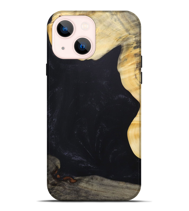 iPhone 14 Plus Wood+Resin Live Edge Phone Case - Declan (Pure Black, 687735)