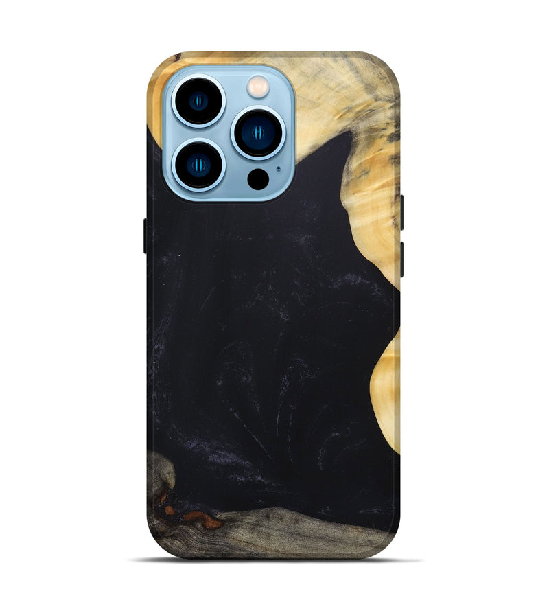 iPhone 14 Pro Wood+Resin Live Edge Phone Case - Declan (Pure Black, 687735)