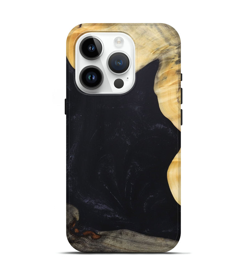 iPhone 15 Pro Wood+Resin Live Edge Phone Case - Declan (Pure Black, 687735)