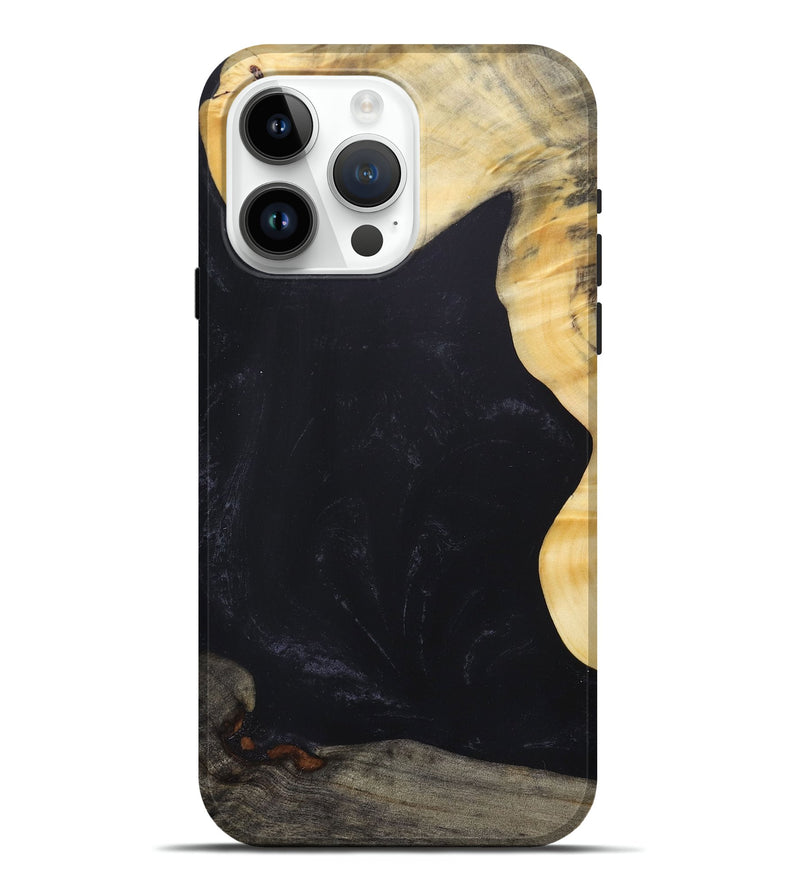 iPhone 15 Pro Max Wood+Resin Live Edge Phone Case - Declan (Pure Black, 687735)