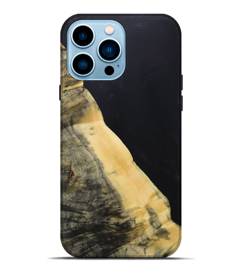 iPhone 14 Pro Max Wood+Resin Live Edge Phone Case - Clyde (Pure Black, 687736)