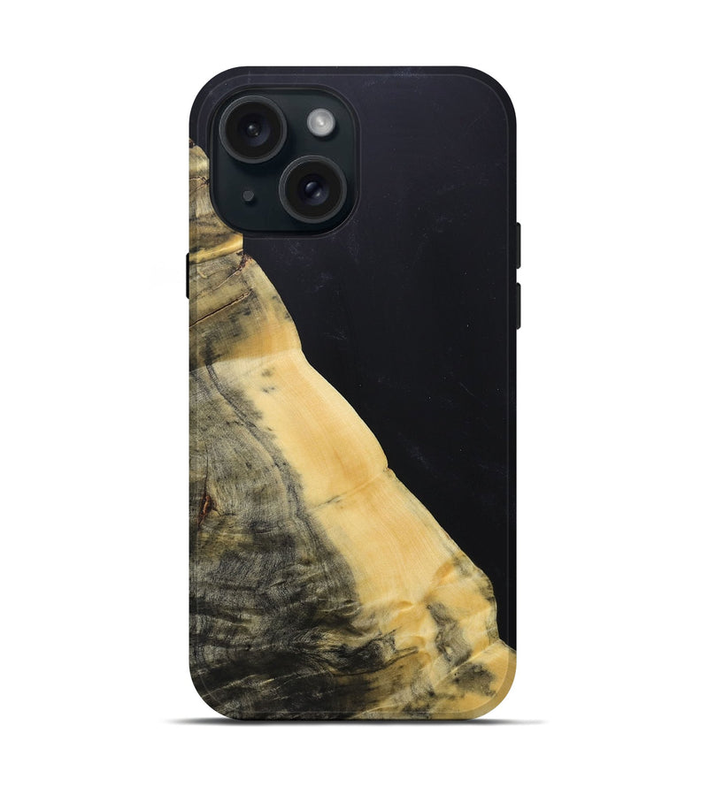 iPhone 15 Wood+Resin Live Edge Phone Case - Clyde (Pure Black, 687736)
