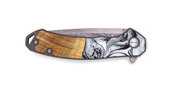 EDC Wood+Resin Pocket Knife - Edna (Black & White, 687752)