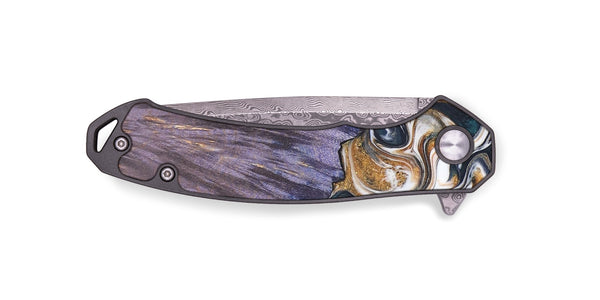 EDC Wood+Resin Pocket Knife - Estrella (Teal & Gold, 687902)