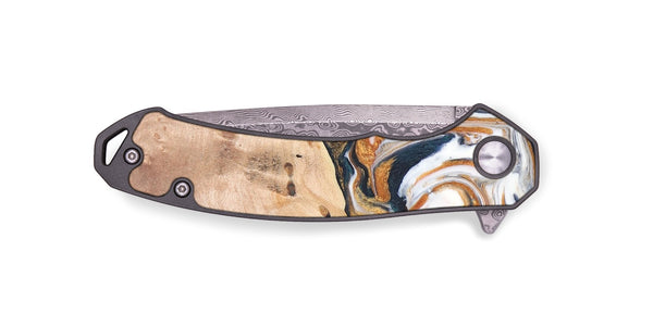 EDC Wood+Resin Pocket Knife - Shayla (Teal & Gold, 687905)