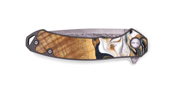 EDC Wood+Resin Pocket Knife - Dave (Teal & Gold, 687909)