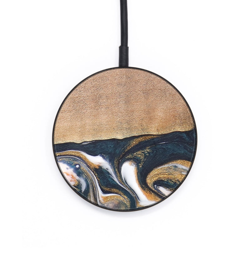 Circle Wood+Resin Wireless Charger - Kirk (Teal & Gold, 687923)