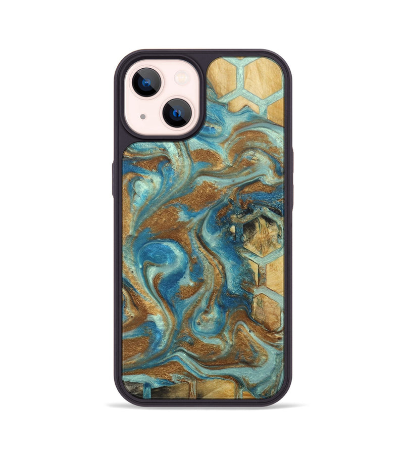 iPhone 14 Wood+Resin Phone Case - Gina (Pattern, 688037)